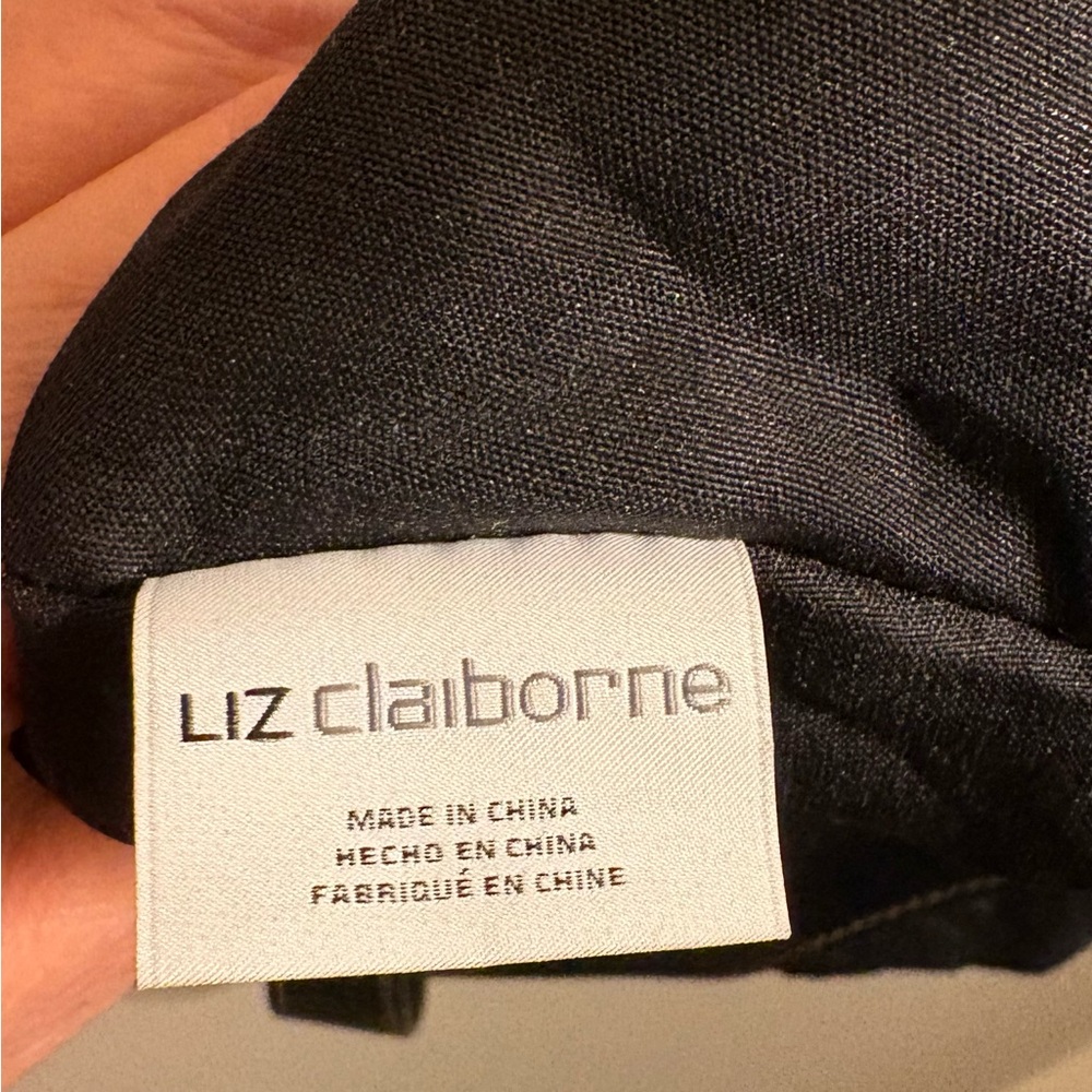 Liz Claiborne Fabric/Faux Leather Black Shoulder Bag Logo Pattern Strap Ring - Picture 11 of 12